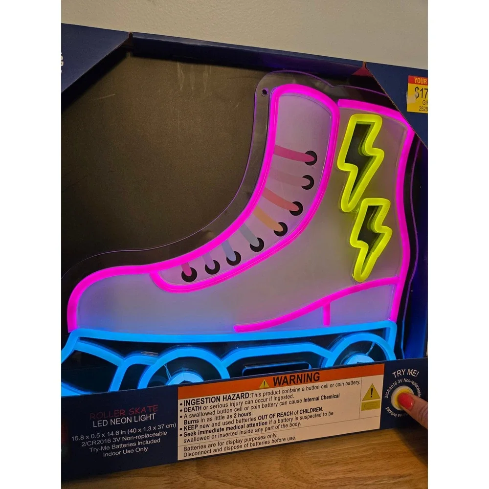 Hobby Lobby Roller Skate LED Neon Light Pink Yellow USB Powered Wall Decor